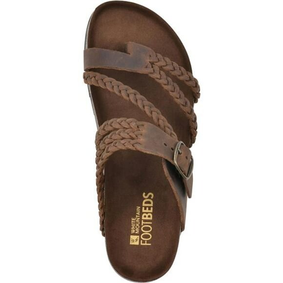White Mountain Braided Thong Sandals Comfort Footbed Adjustable Womens Shoe - Picture 6 of 7